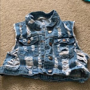 Distressed jean jacket